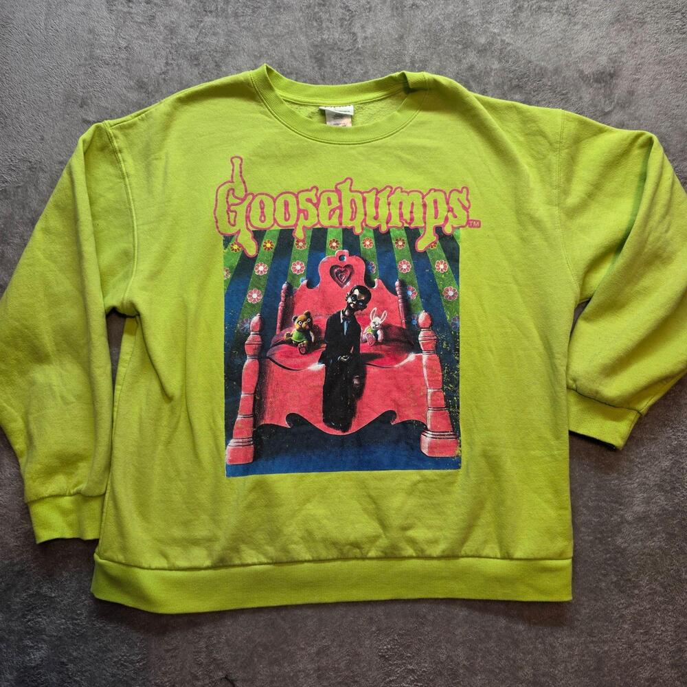 Goosebumps Sweatshirt XL Green Fleece Crew Neck Slappy Halloween Graphic